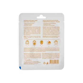 MASCĂ TEXTILĂ DE FAȚĂ PENTRU LUMINOZITATE. Acid lactic + Mușețel 25g