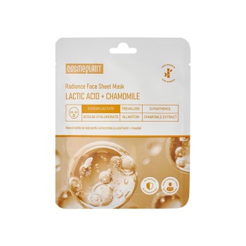 MASCĂ TEXTILĂ DE FAȚĂ PENTRU LUMINOZITATE. Acid lactic + Mușețel 25g