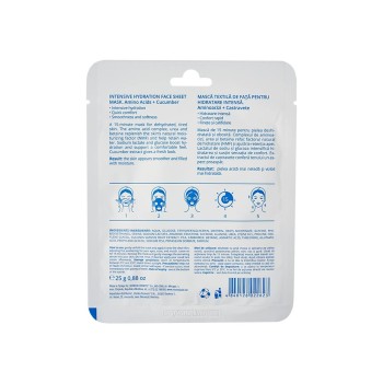 MASCĂ TEXTILĂ DE FAȚĂ PENTRU HIDRATARE INTENSĂ. Aminoacizi + Castravete 25g